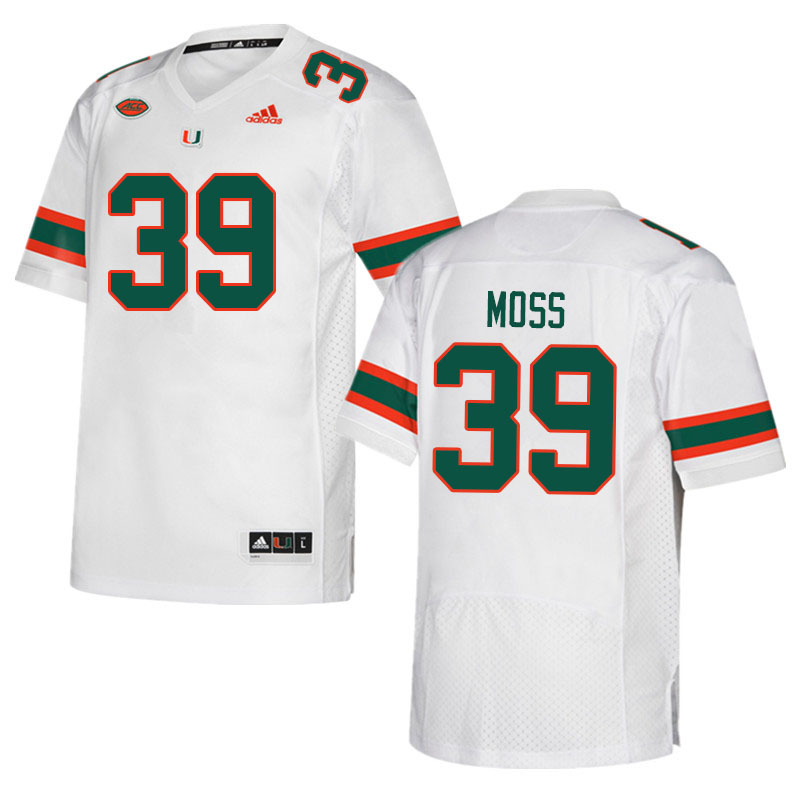 Men #39 Cyrus Moss Miami Hurricanes College Football Jerseys Sale-White
